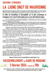 SAUVONS D’URGENCE LA LIGNE SNCF DE MAURIENNE